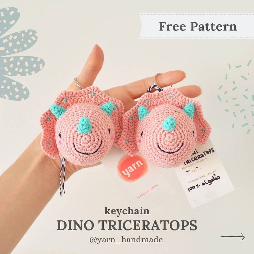 Dino Triceratops Key Chain Pattern amigurumi tarifi