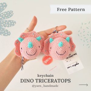 Dino Triceratops Key Chain Pattern