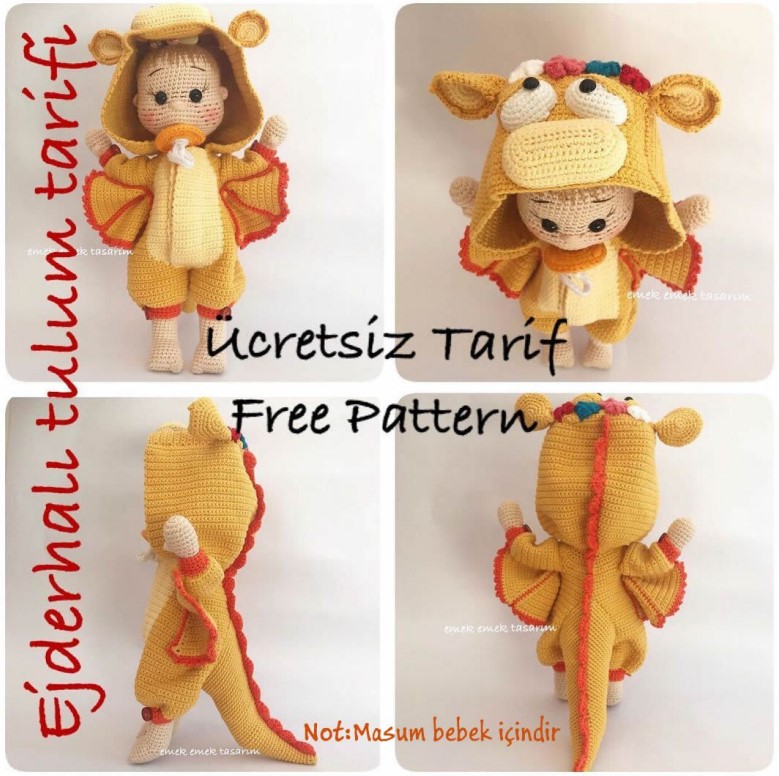 Ejderha Tulumlu Masum Bebek amigurumi tarifi