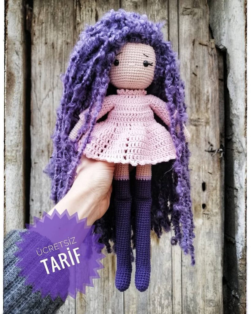 Mor Saçlı Bebek amigurumi tarifi