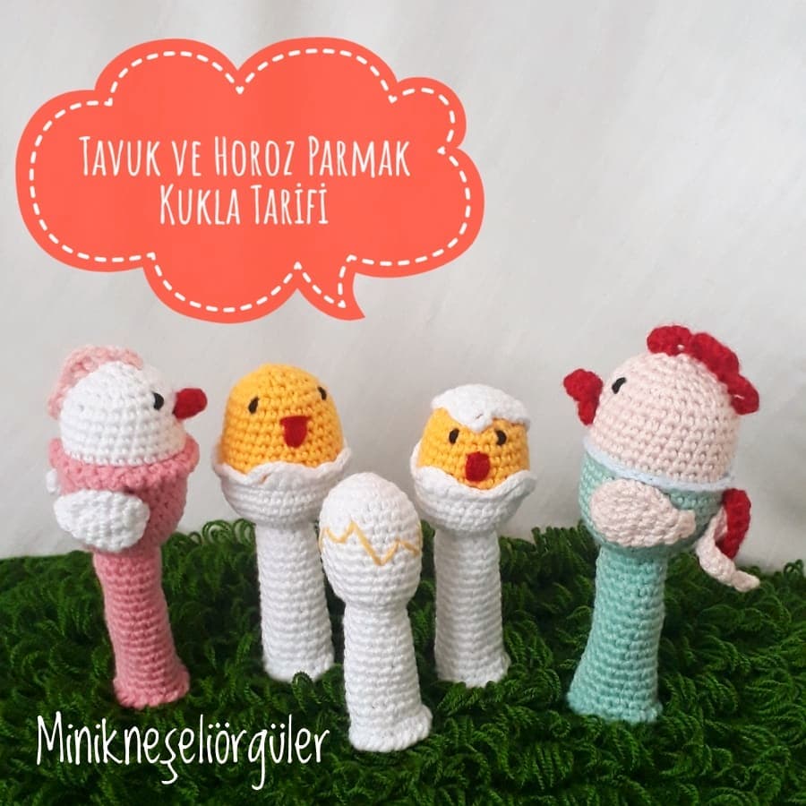 Tavuk Ve Horoz Parmak Kukla amigurumi tarifi