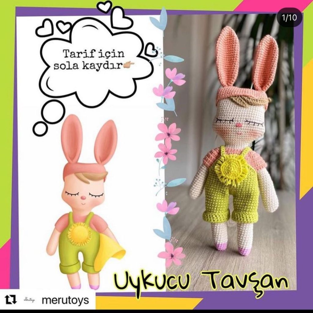 Uykucu Tavşan amigurumi tarifi