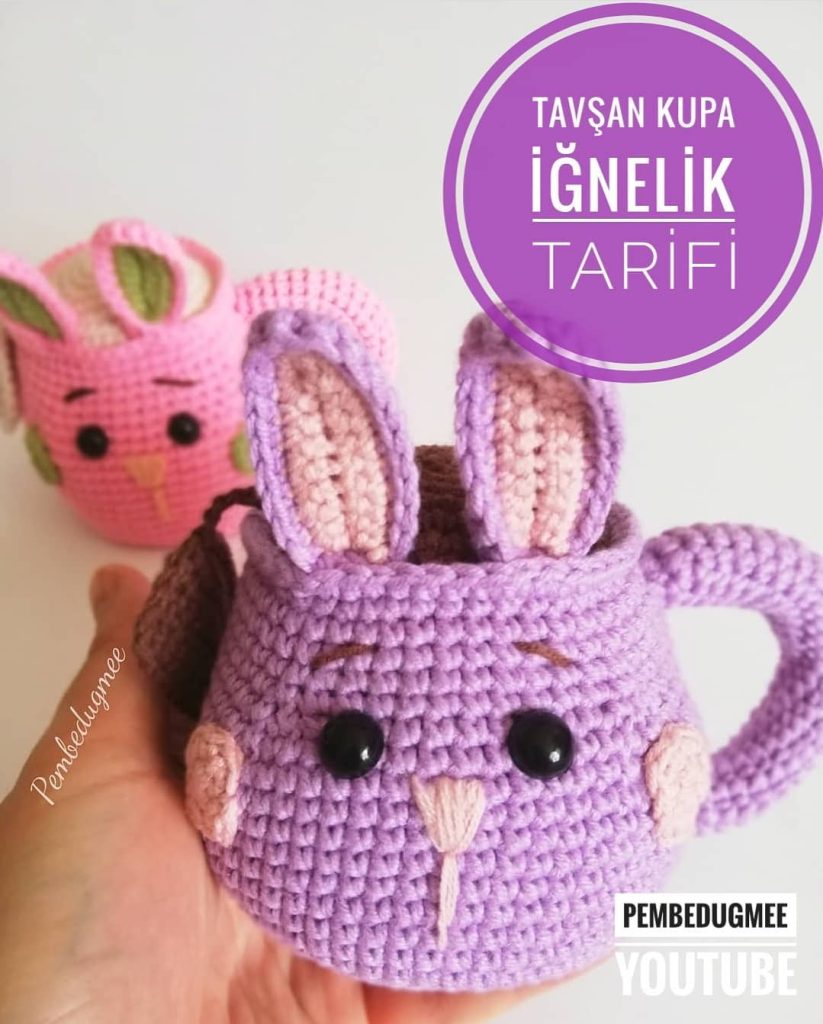 Tavşan Kupa Iğnelik amigurumi tarifi