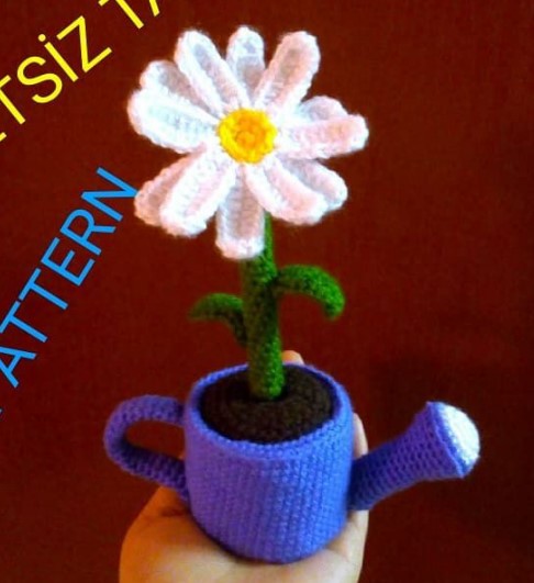 Saksida Çiçek amigurumi tarifi