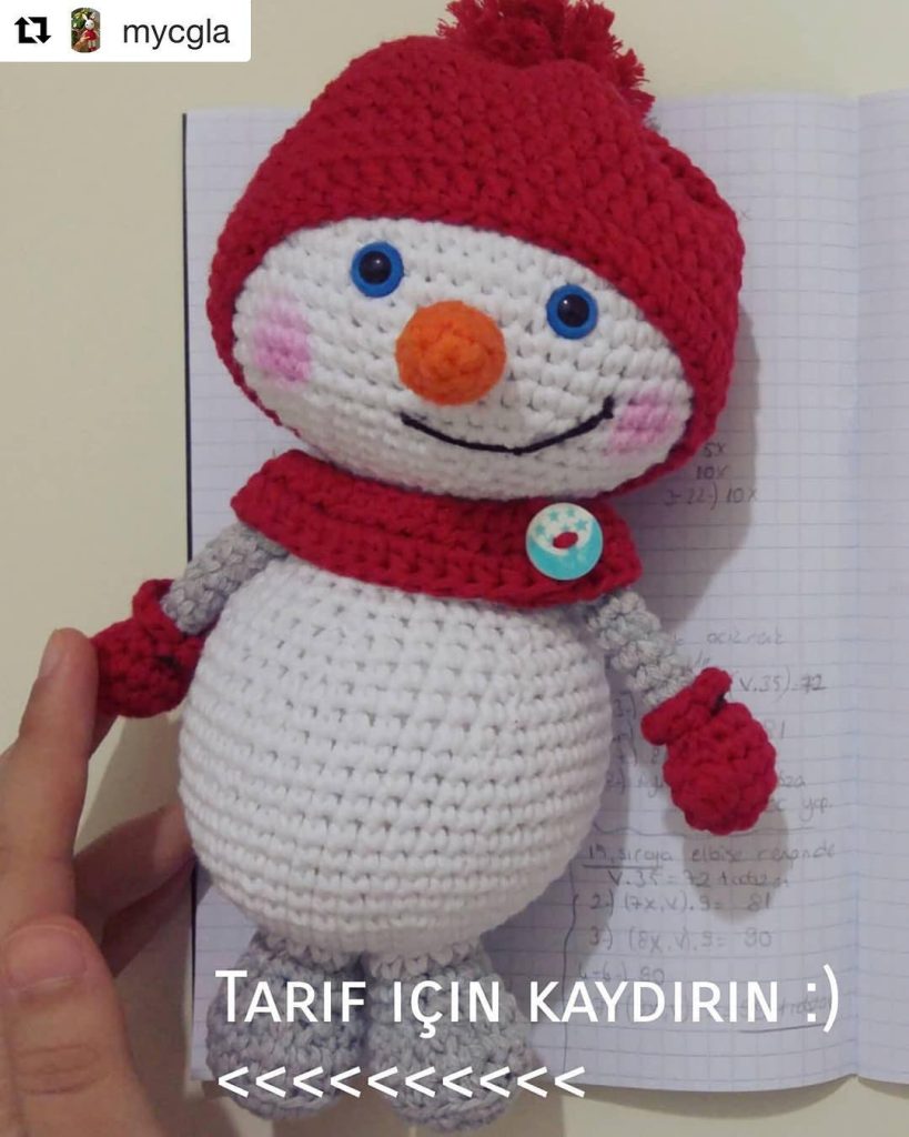 Büyük Boy Kardan Adam amigurumi tarifi