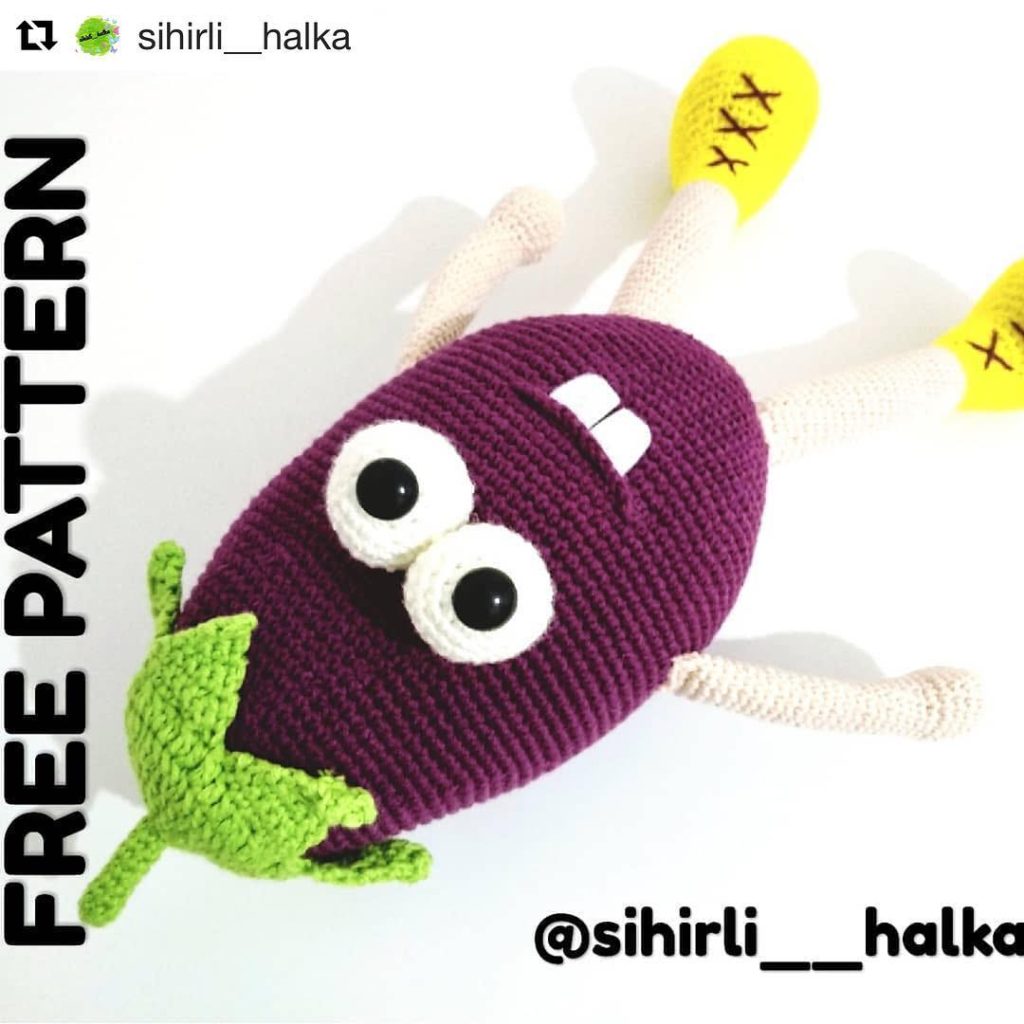 Patlıcan Adam amigurumi tarifi