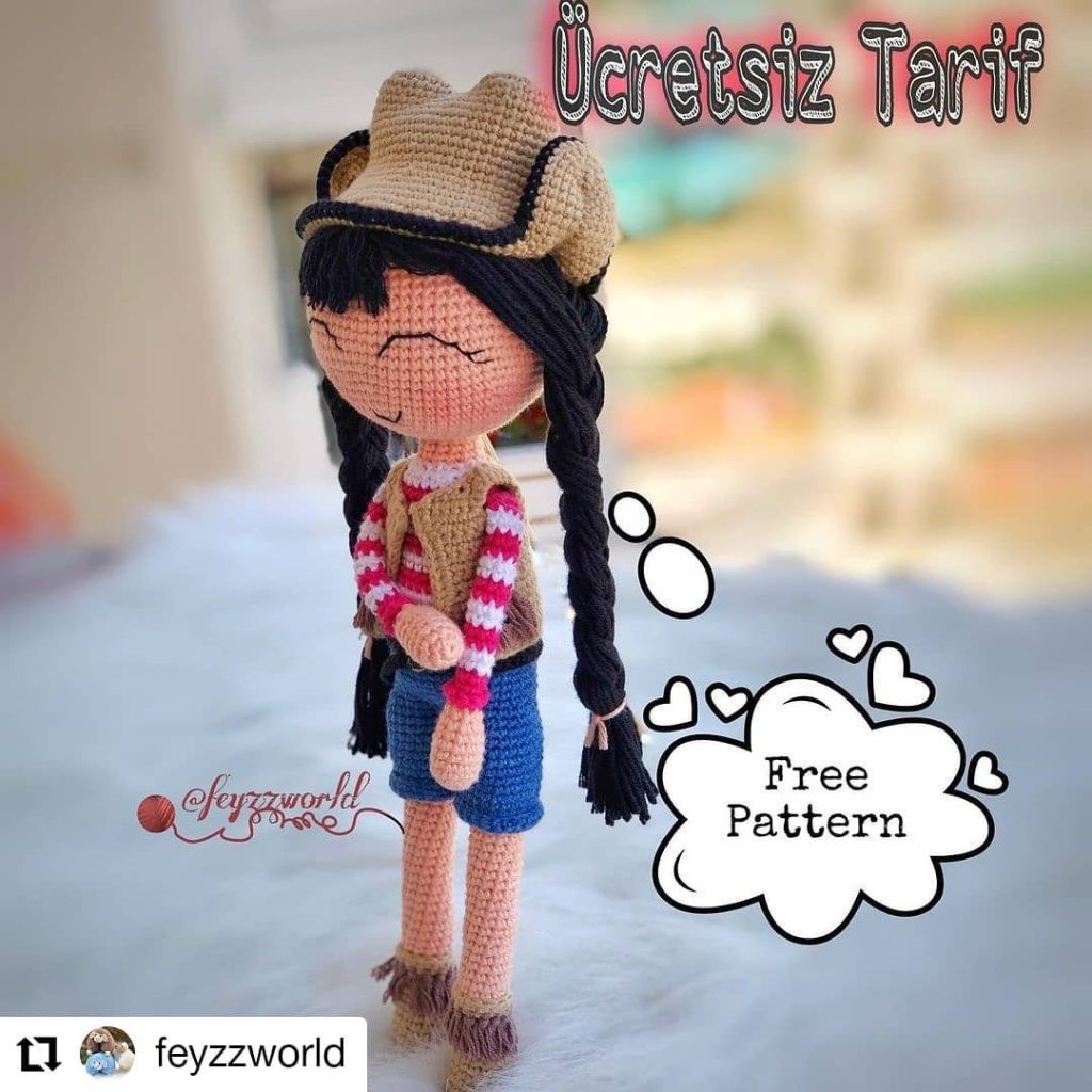 Kovboy Kız amigurumi tarifi