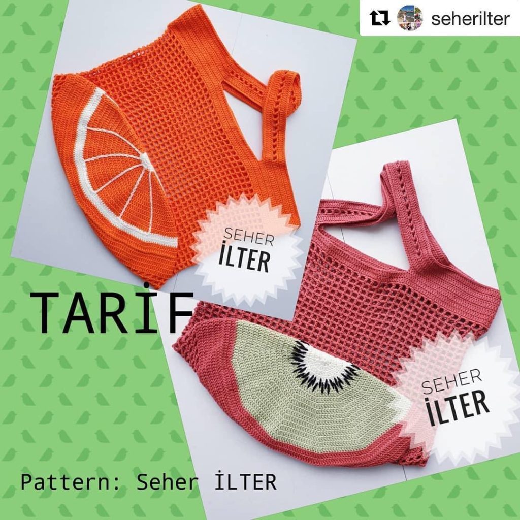 Portakal & Kivi File Çanta amigurumi tarifi