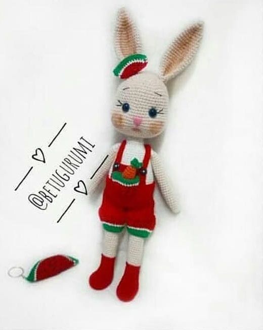 Karpuz Tulumlu Tavşan amigurumi tarifi