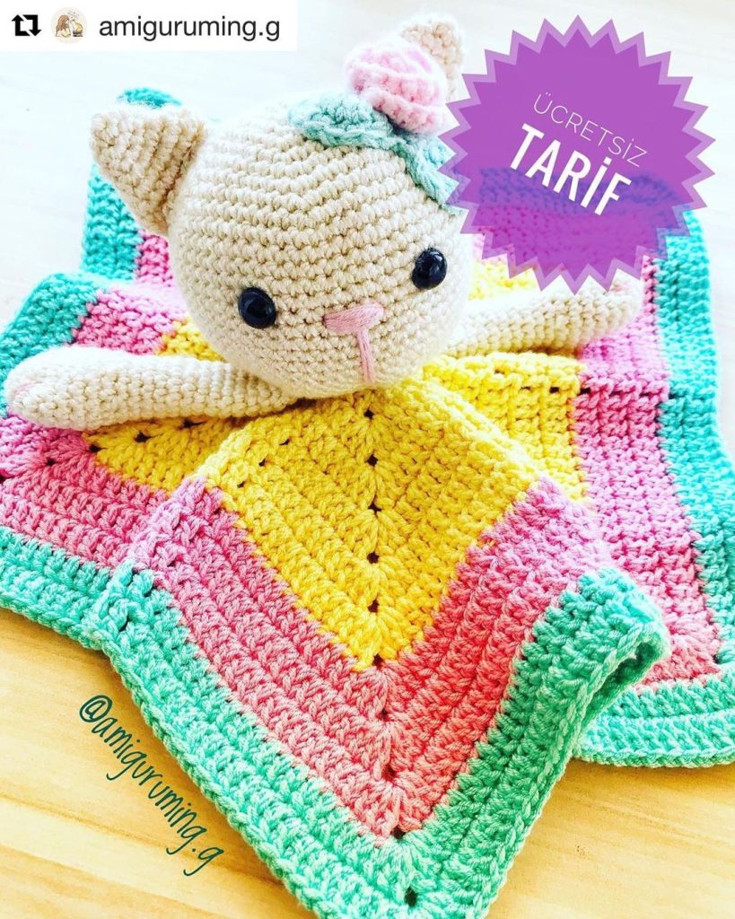 Uyku Arkadaşı Kedi Battaniye amigurumi tarifi