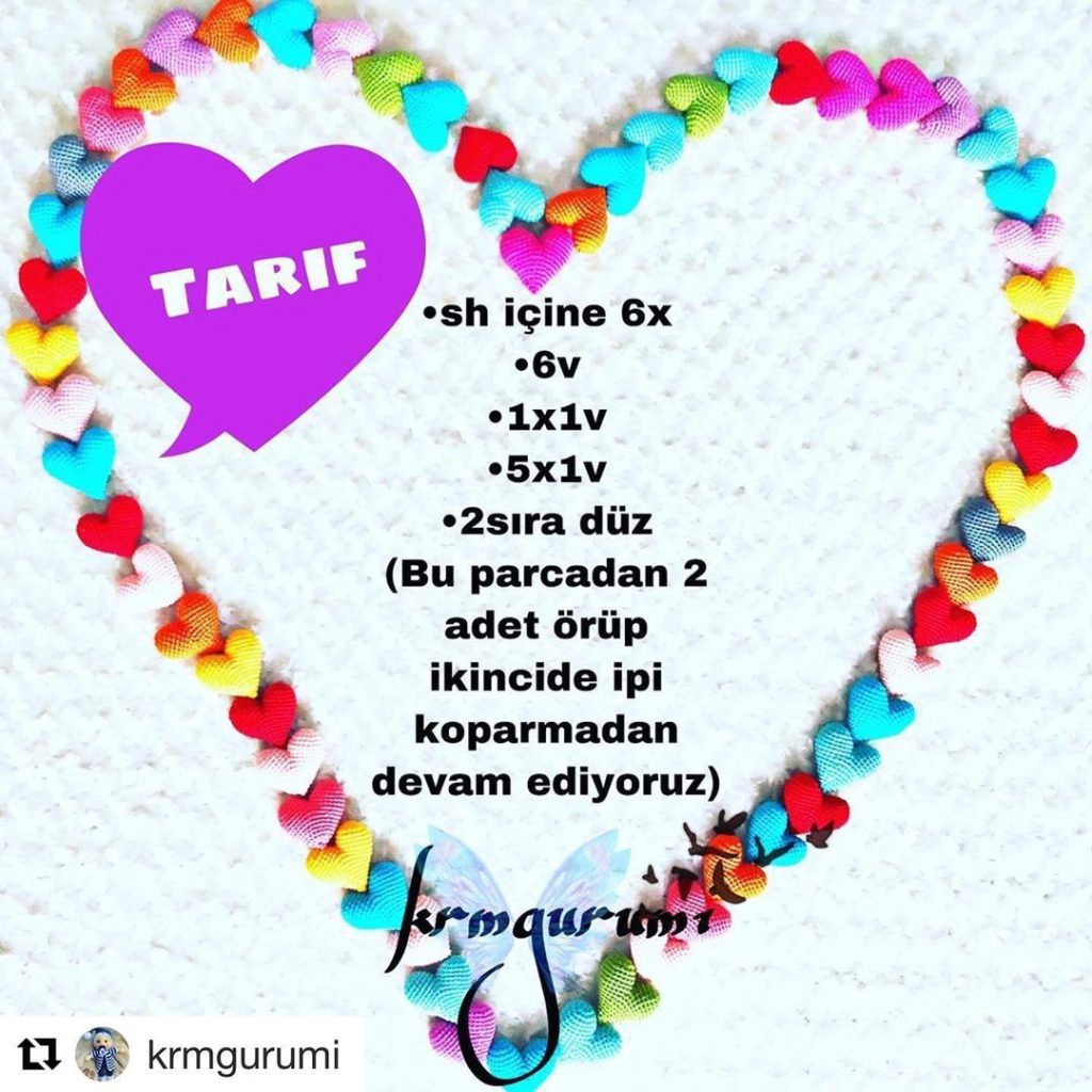 Anahtarlık Kalp amigurumi tarifi