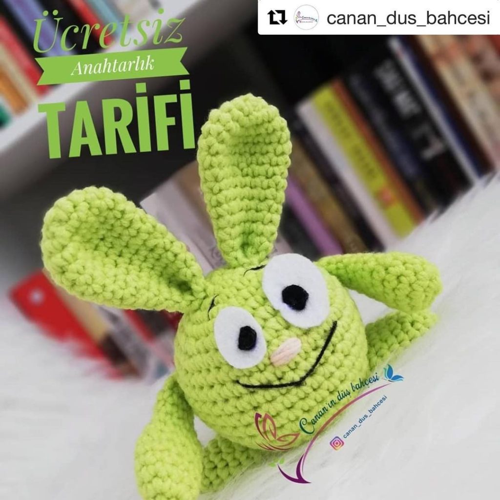 Yeşil Tavşan Anahtarlık amigurumi tarifi