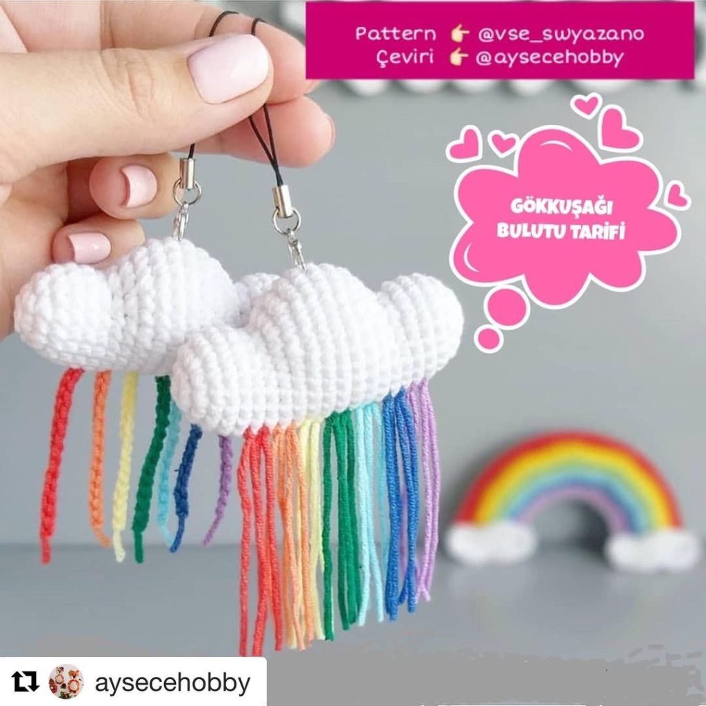 Gökkuşağıı Bulut Anahtarlığı amigurumi tarifi
