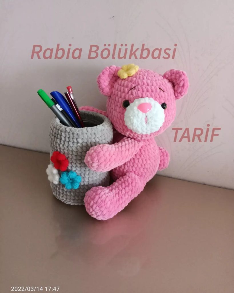 Ayıcıklı Kalemlik amigurumi tarifi