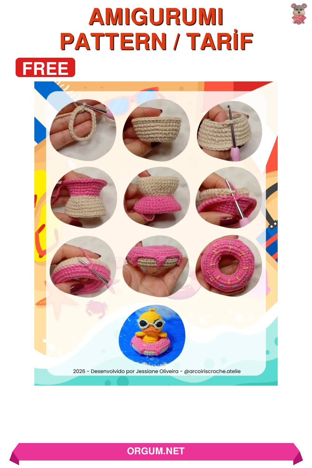 Sunny Yaz Ördeği Amigurumi Tarifi - Ücretsiz Ve Kolay Yapım 4 Sunny Yaz Ördeği Amigurumi Tarifi Pin