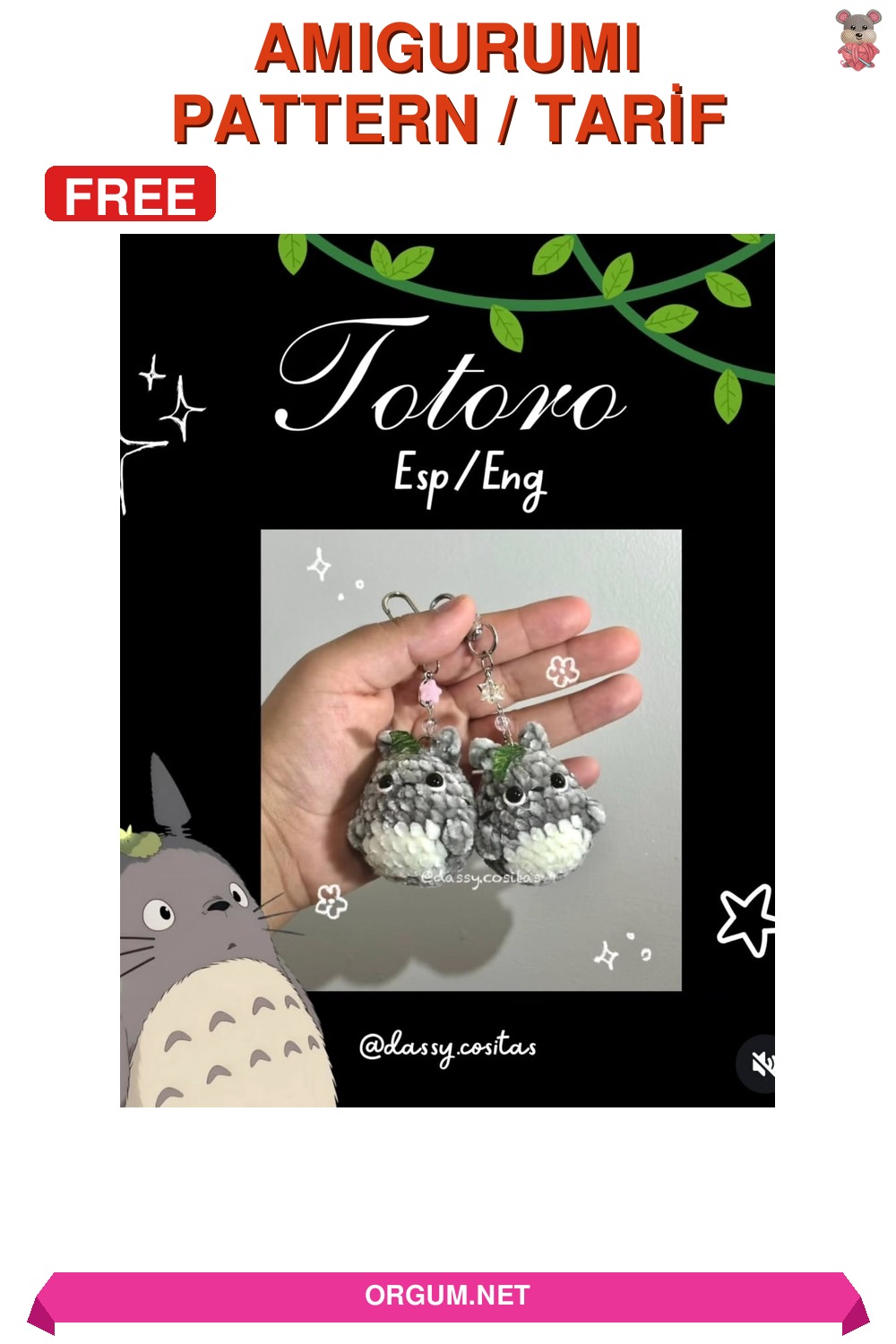 Totoro Amigurumi Anahtarlık Amigurumi Tarifi Pin