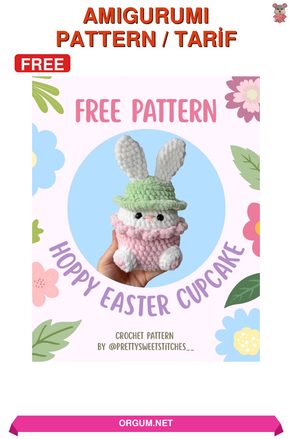Paskalya Tavşanı Cupcake Amigurumi Amigurumi Tarifi Pin