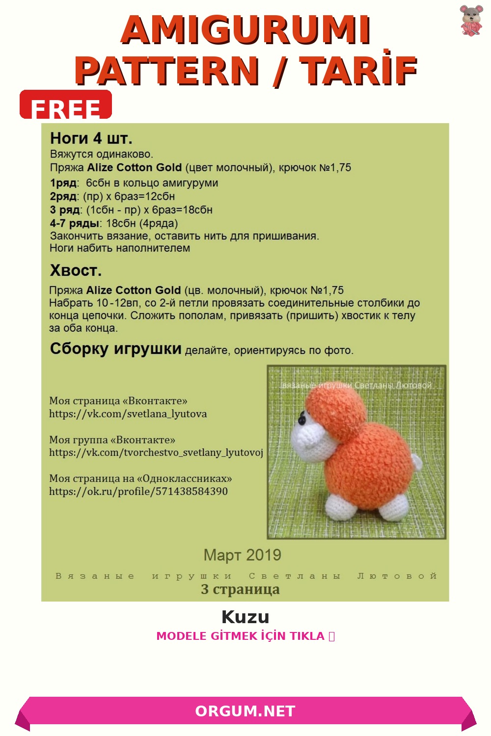 Kuzu Amigurumi Tarifi: Svetlana Lyutova'Dan Ücretsiz Ve Detaylı Anlatım 7 Kuzu Amigurumi Tarifi Pin