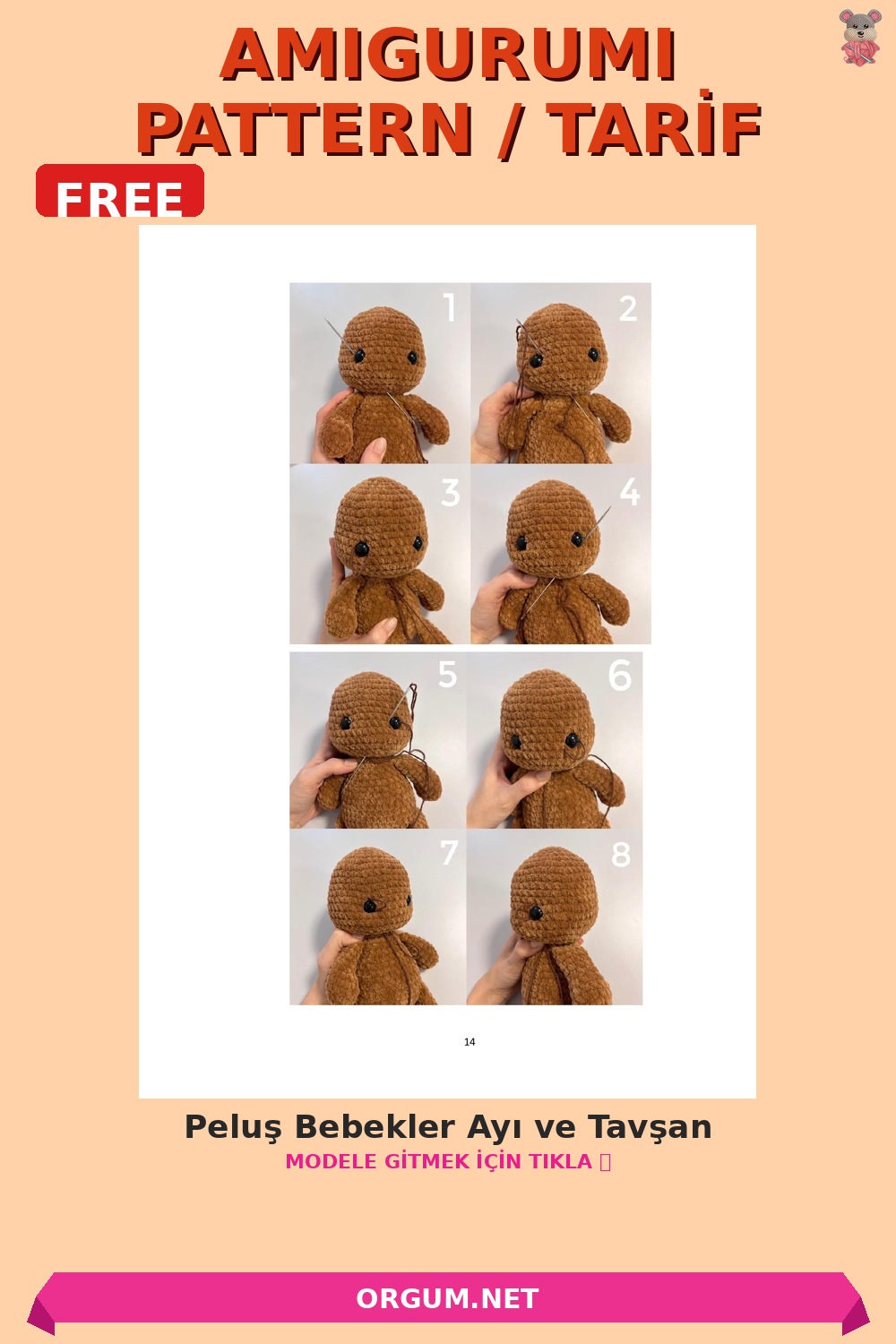 Peluş Bebekler Ayı Ve Tavşan Amigurumi Tarifi Pin