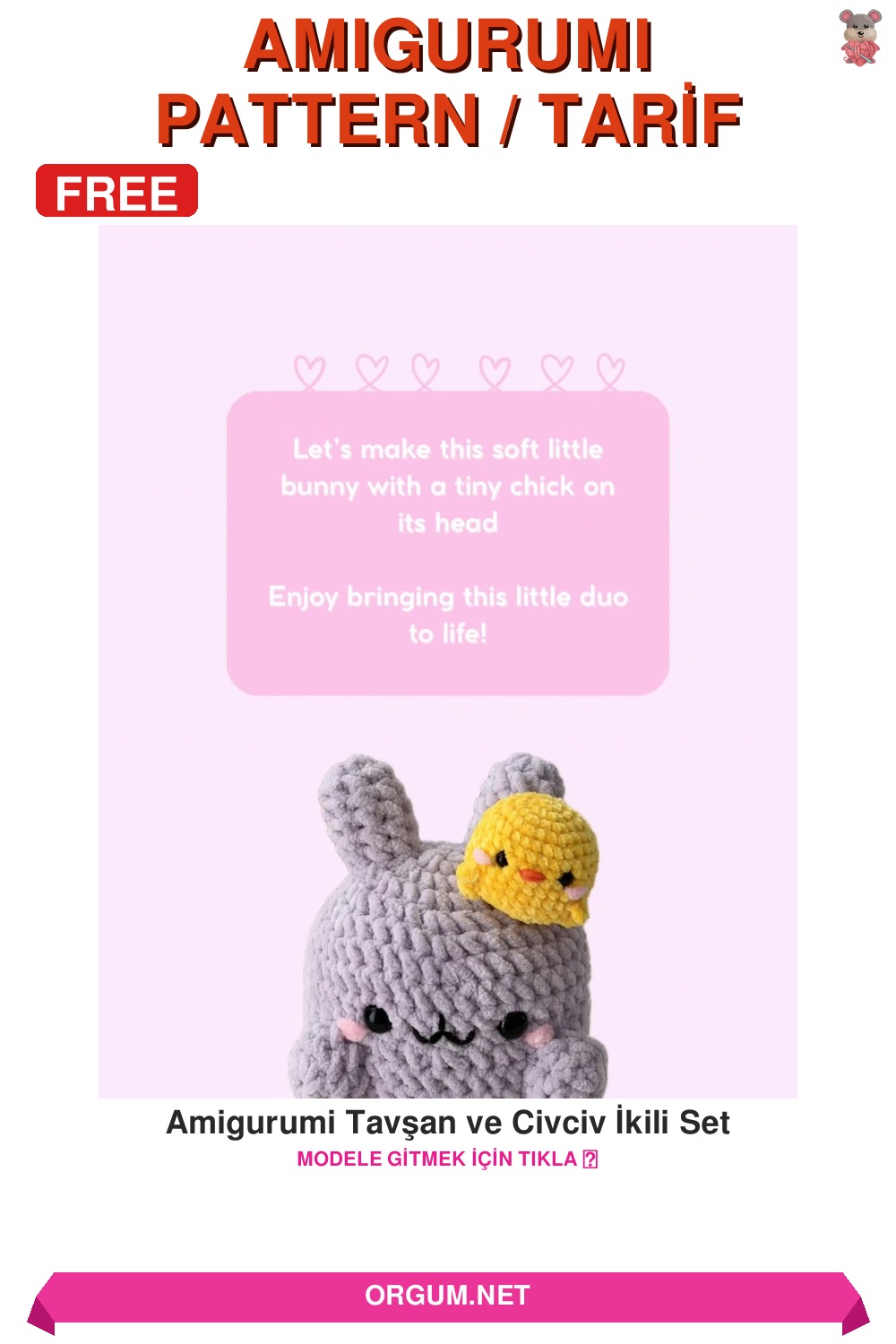 Amigurumi Tavşan Ve Civciv İkili Set Amigurumi Tarifi Pin