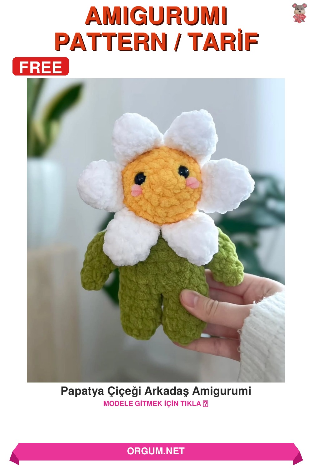 Papatya Çiçeği Arkadaş Amigurumi Amigurumi Tarifi Pin