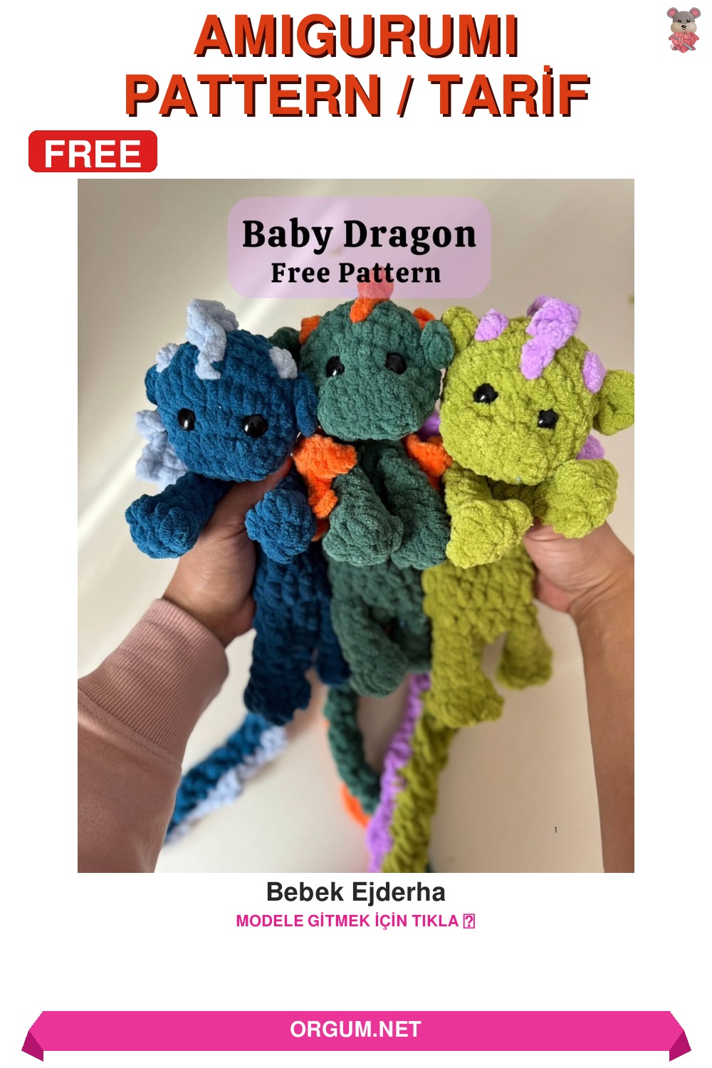 Bebek Ejderha Amigurumi Tarifi Pin
