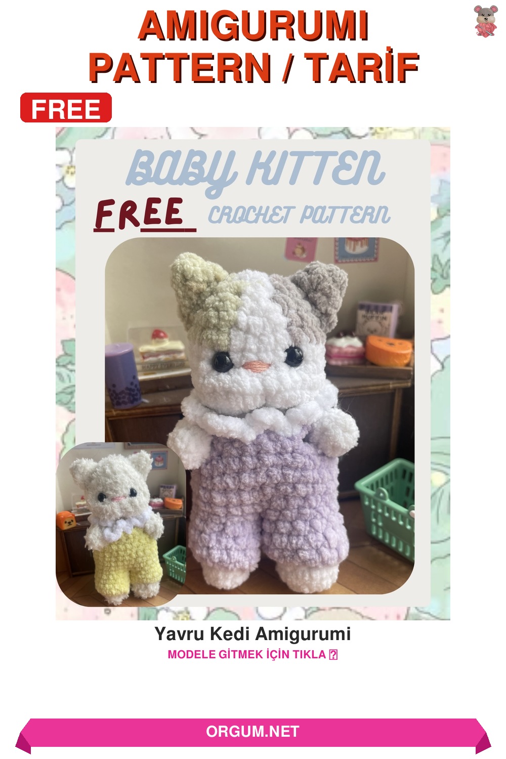 Yavru Kedi Amigurumi Tarifi: Ücretsiz Ve Kolay Sevimli Kedi Örgüsü 7 Yavru Kedi Amigurumi Amigurumi Tarifi Pin