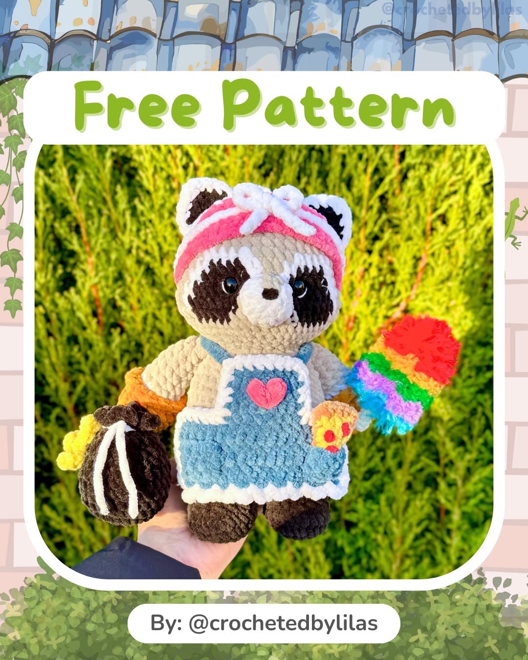 Temizlikçi Rakun Ve Aksesuarları Amigurumi