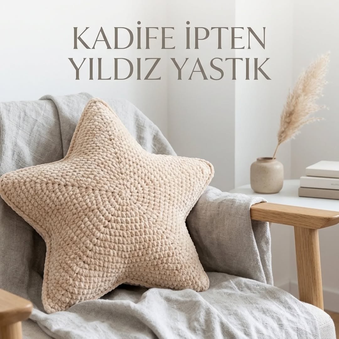Kadife İpten Yıldız Yastık Amigurumi