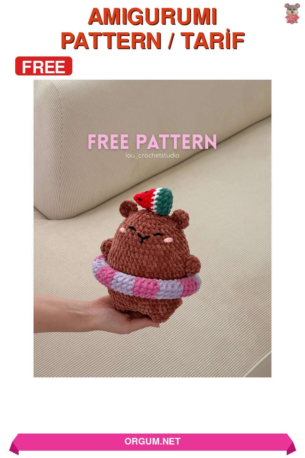 Karpuzlu Ve Simitli Kapibara Amigurumi Tarifi: Yazın En Sevimli Dostu! 4 Karpuzlu Ve Simitli Kapibara Amigurumi Tarifi Pin