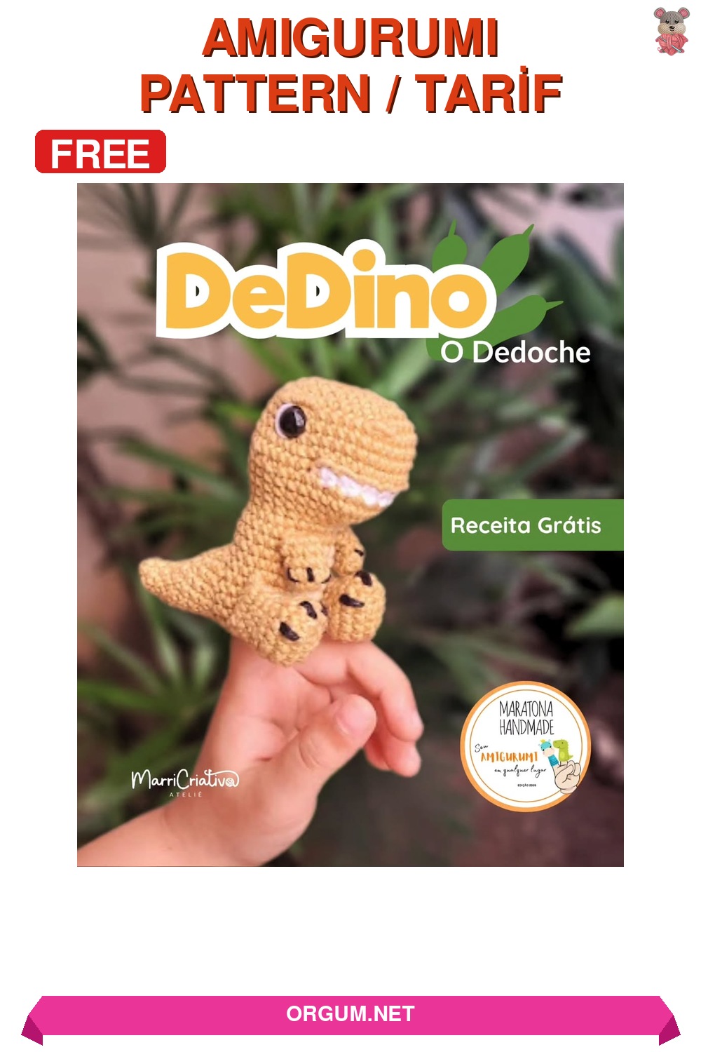 Dedino Parmak Kukla Dinozor Amigurumi Tarifi Pin