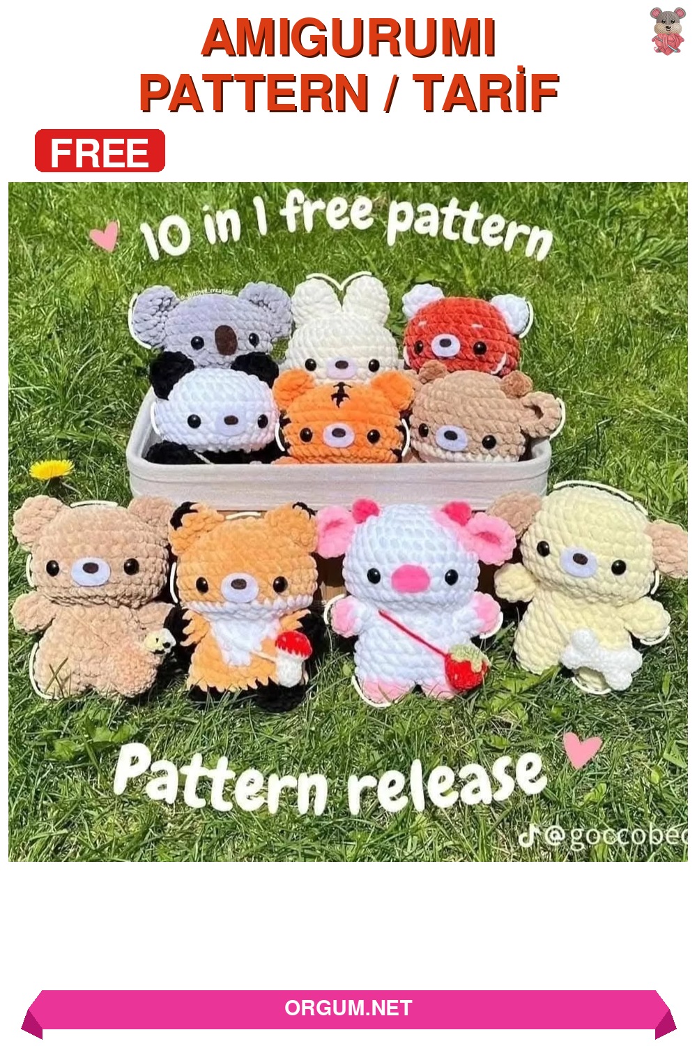 Mini Hayvan Dostlar Amigurumi Koleksiyonu Amigurumi Tarifi Pin