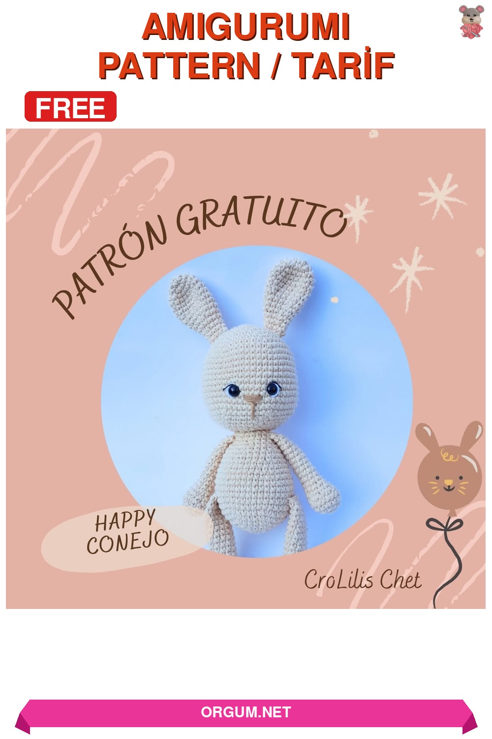 Mutlu Tavşan Amigurumi Amigurumi Tarifi Pin