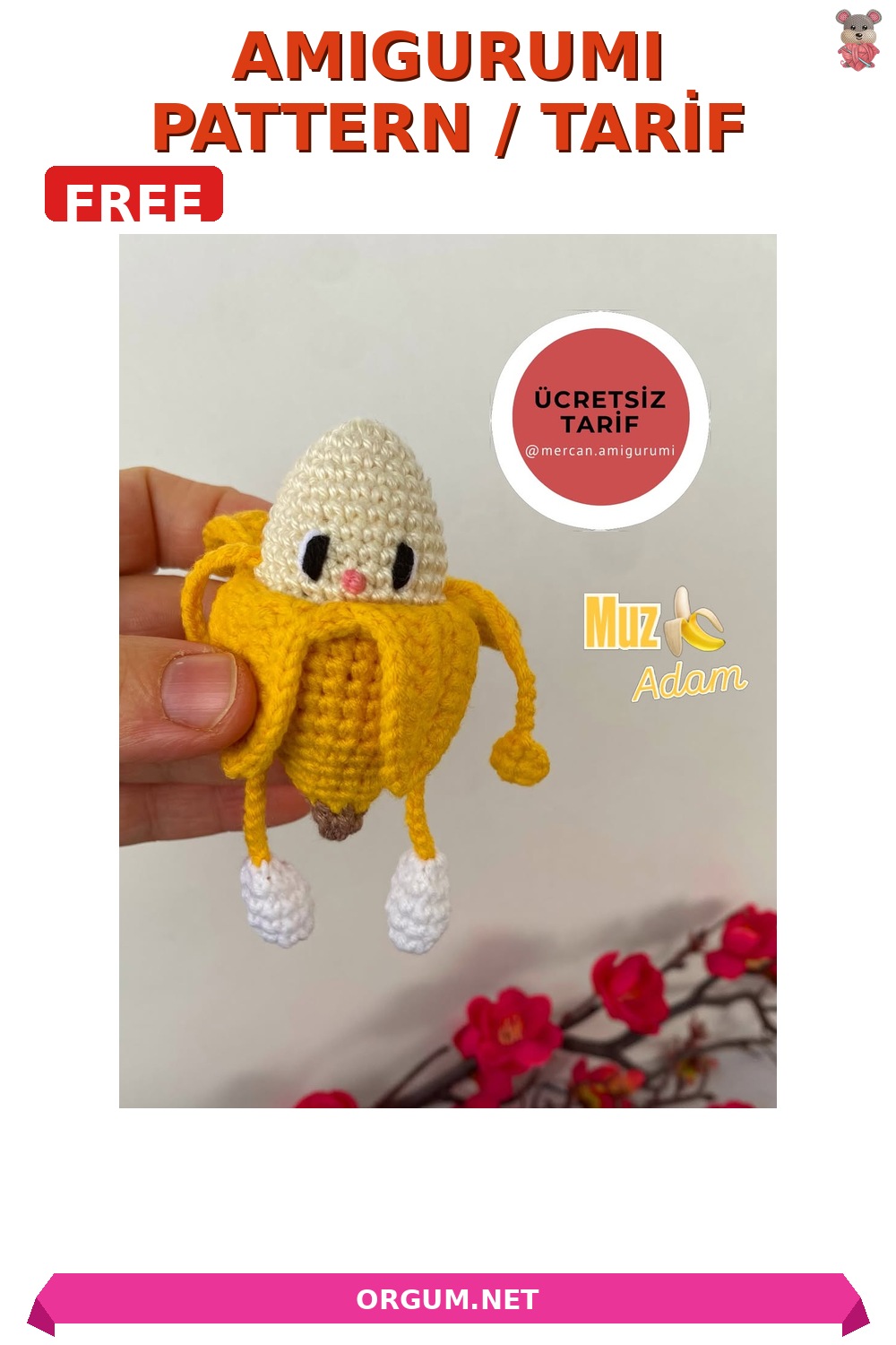 Muz Adam Amigurumi Çanta Süsü / Anahtarlık Ücretsiz Tarifi 4 Muz Adam Çanta Süsü / Anahtarlık Amigurumi Tarifi Pin