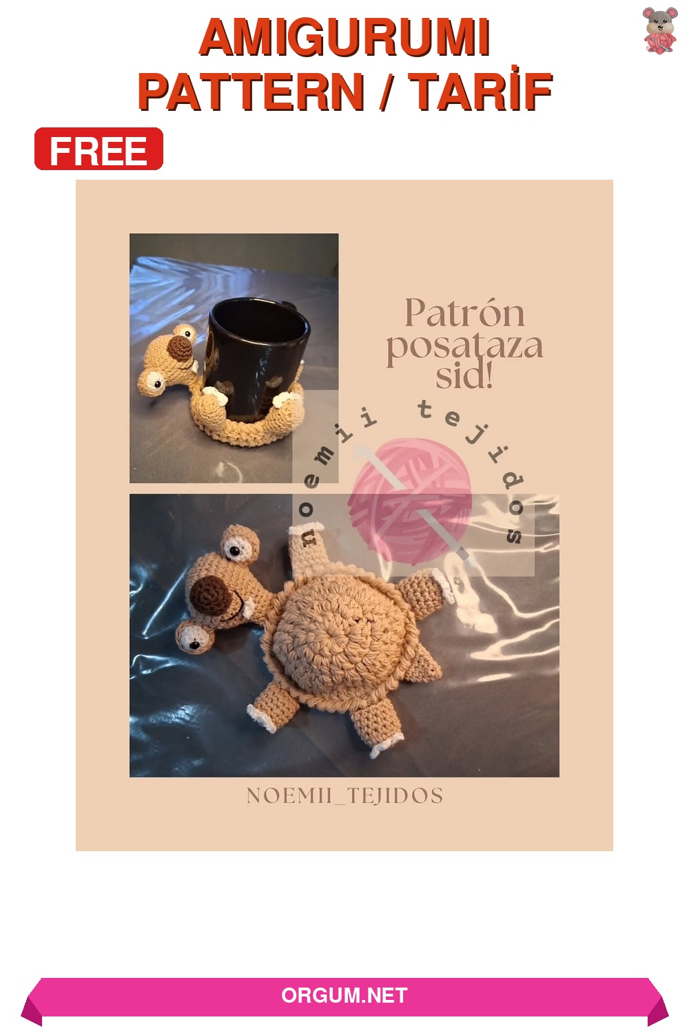 Sid Tembel Hayvan Amigurumi Amigurumi Tarifi Pin