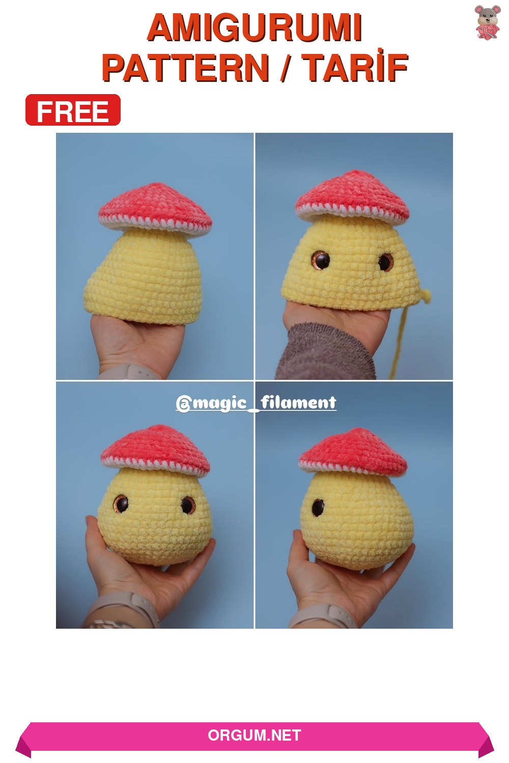 Mantar Ördek Yavrusu Amigurumi Tarifi Pin