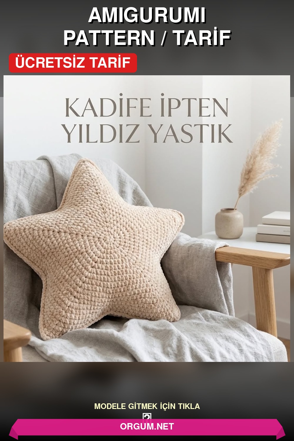 Kadife İpten Yıldız Yastık Amigurumi Tarifi Pin