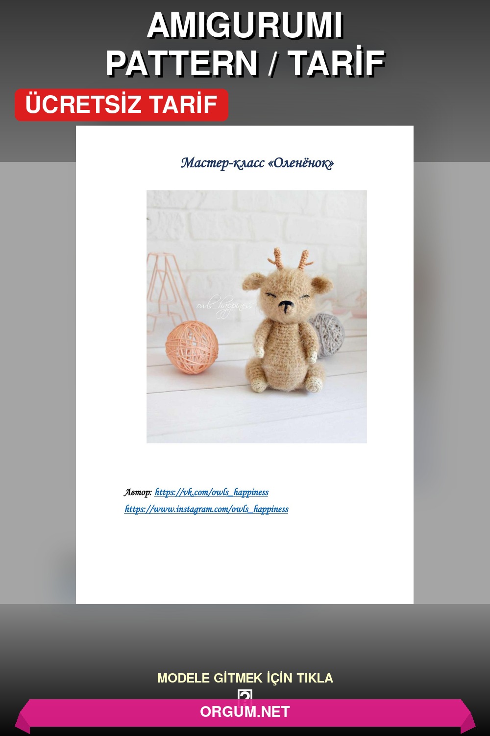 Yavru Geyik Amigurumi Tarifi Pin