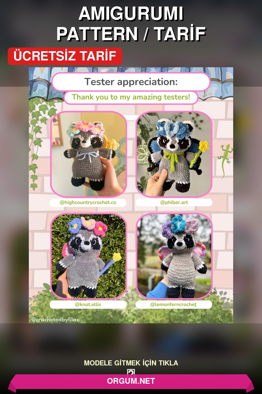 Temizlikçi Rakun Ve Aksesuarları Amigurumi Tarifi Pin