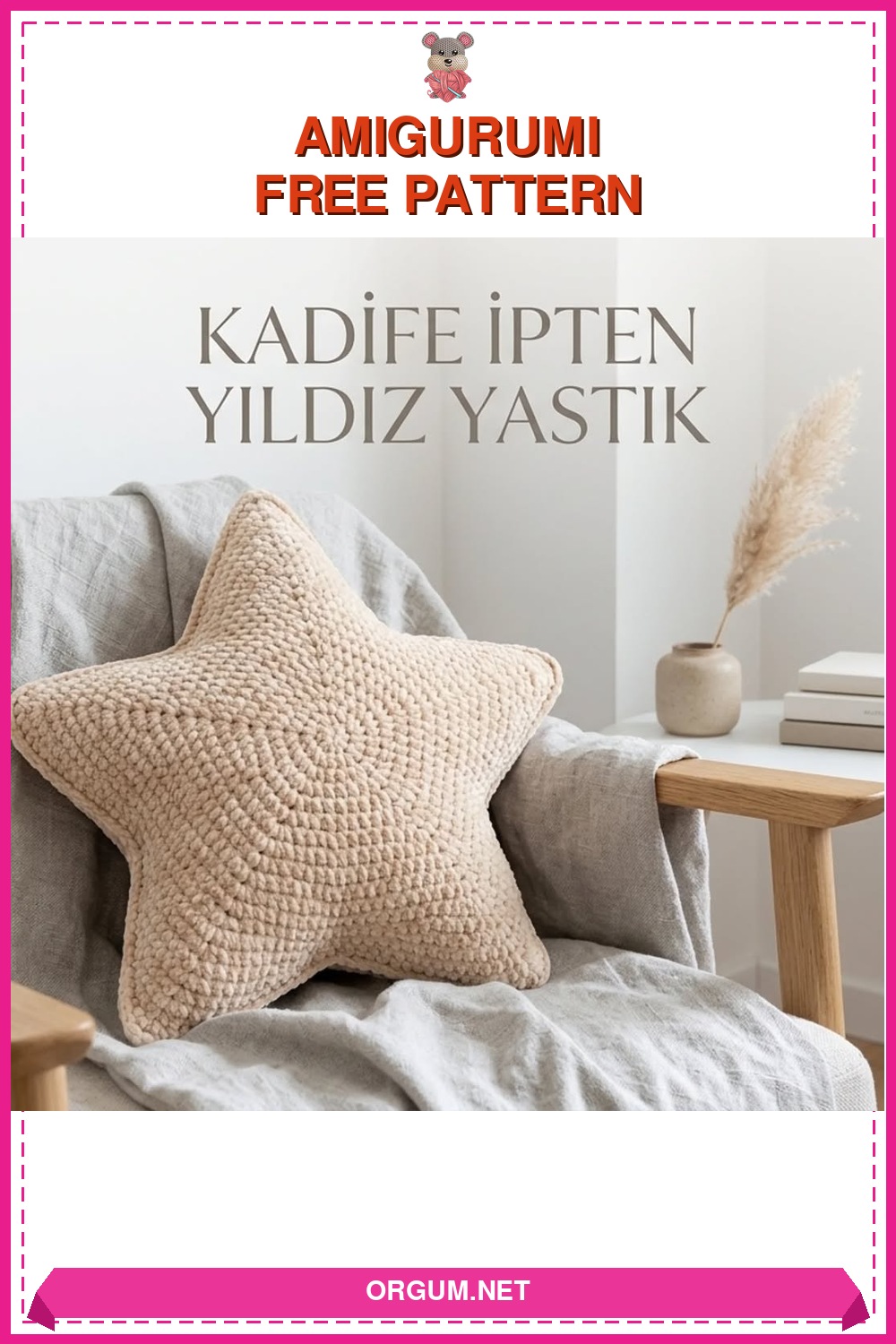 Kadife İpten Yıldız Yastık Amigurumi Tarifi Pin