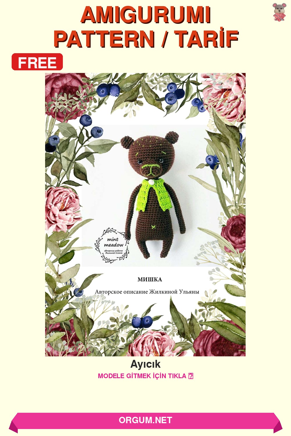 Ayıcık Amigurumi Tarifi Pin