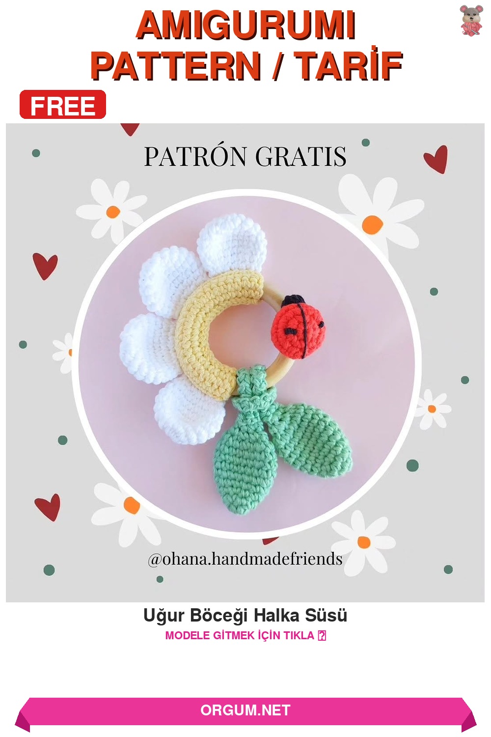 Uğur Böceği Halka Süsü Amigurumi Tarifi Pin