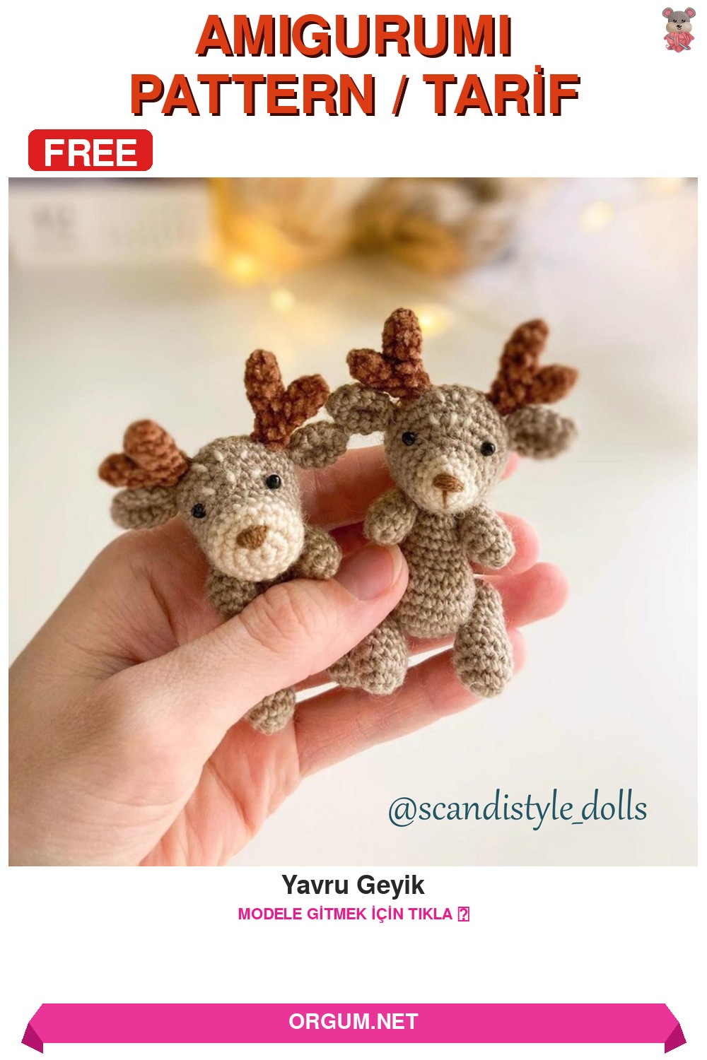 Yavru Geyik Amigurumi Tarifi Pin