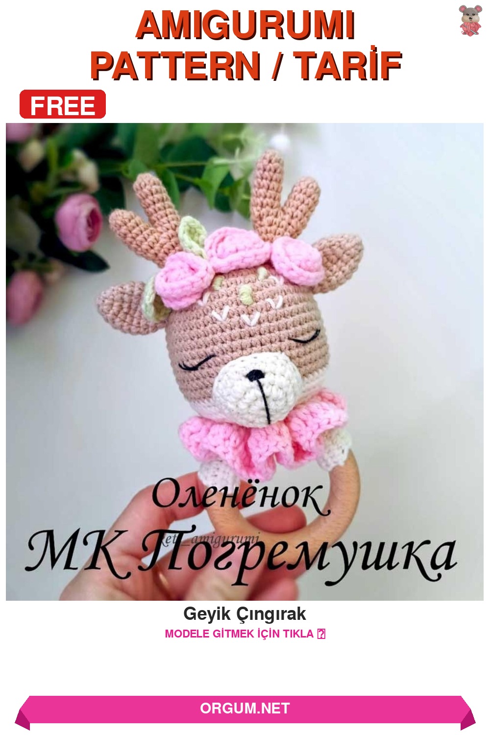 Geyik Çıngırak Amigurumi Tarifi Pin