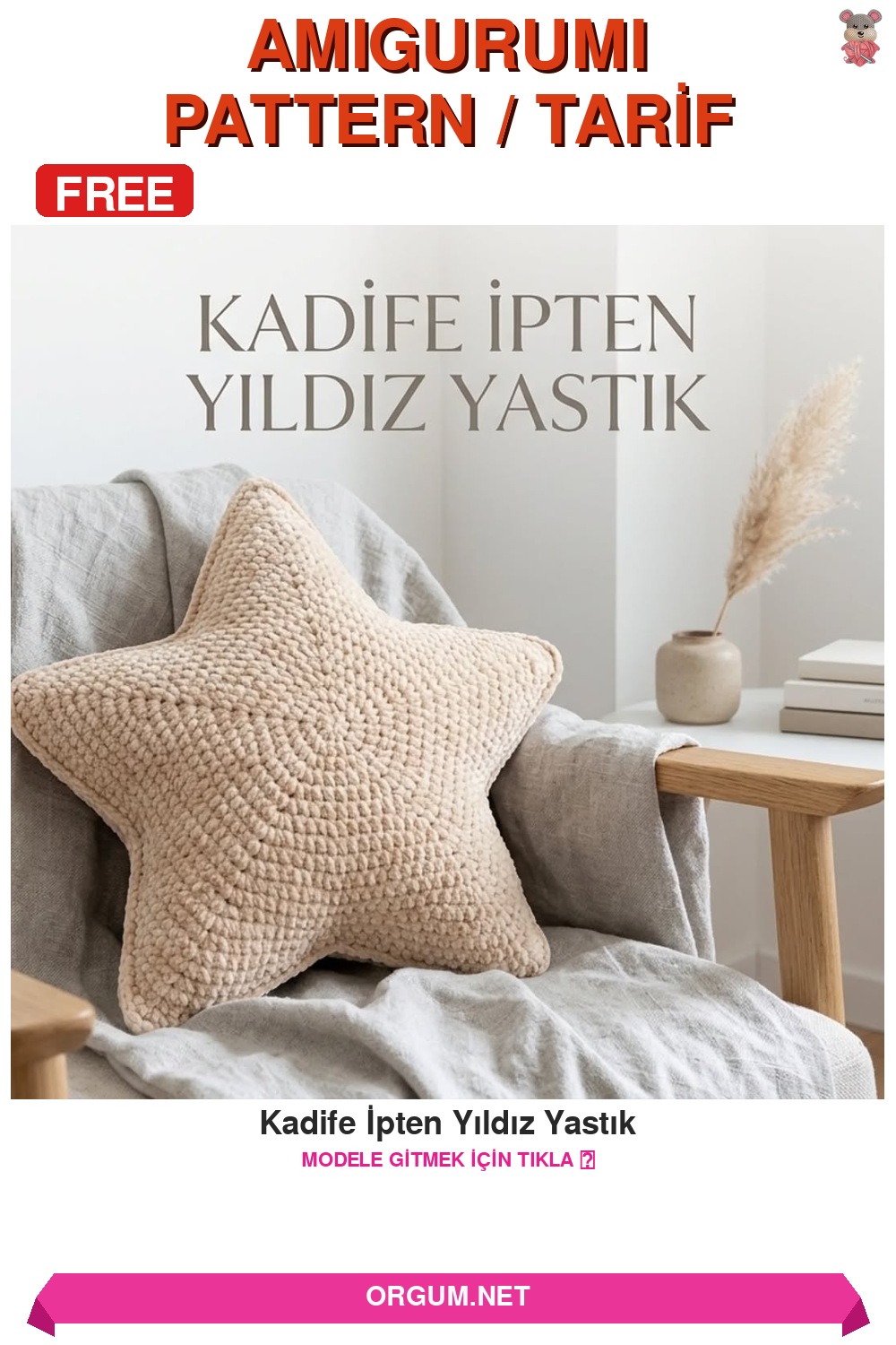 Kadife İpten Yıldız Yastık Amigurumi Tarifi Pin