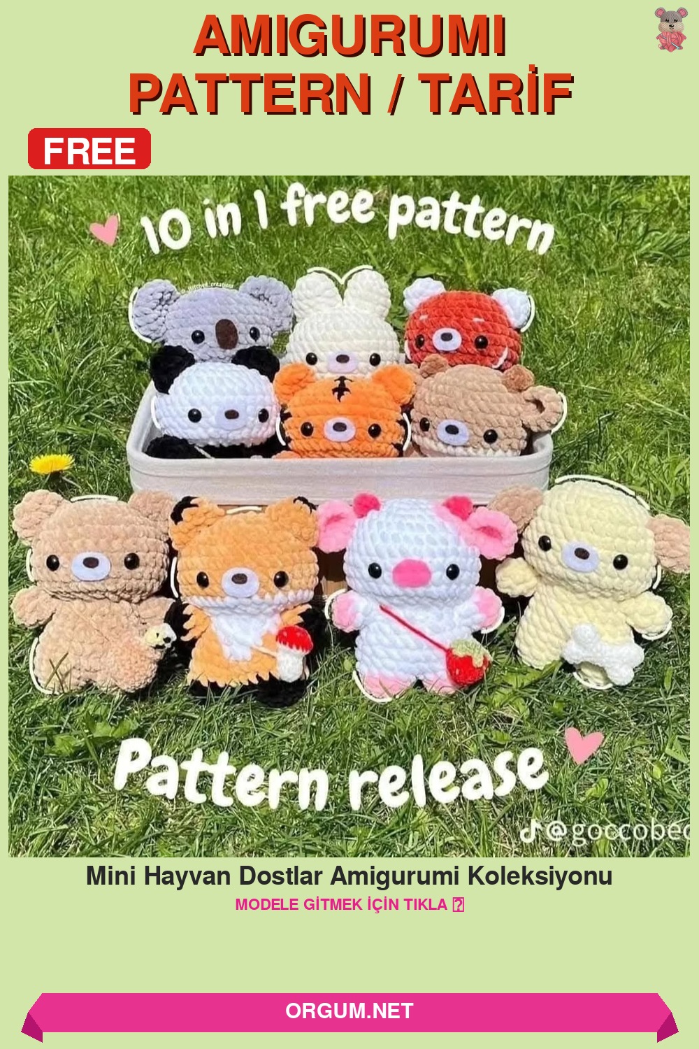 Mini Hayvan Dostlar Amigurumi Koleksiyonu Amigurumi Tarifi Pin
