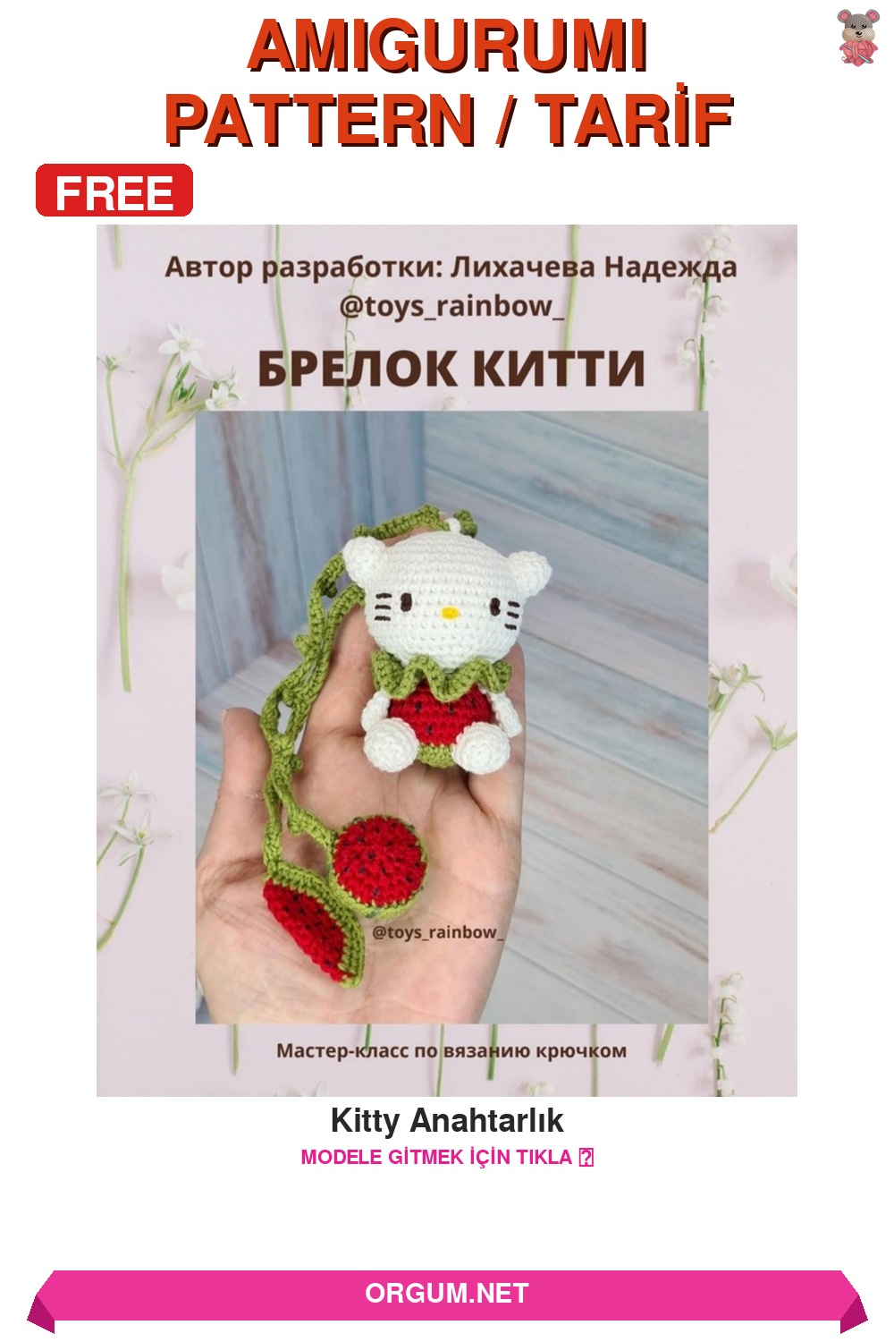 Kitty Anahtarlık Amigurumi Tarifi Pin