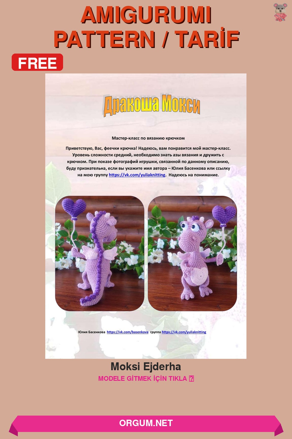 Moksi Ejderha Amigurumi Tarifi Pin