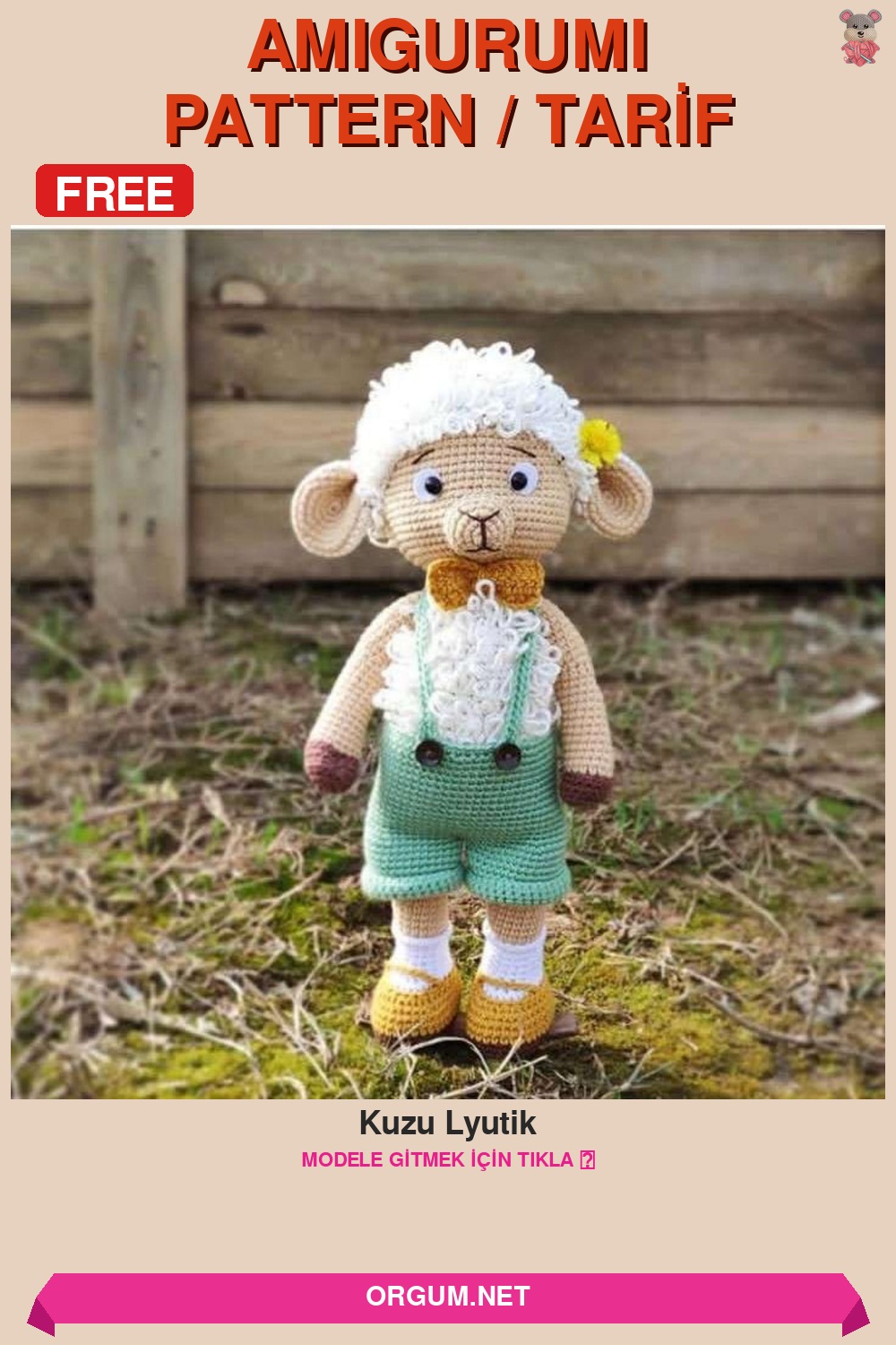 Kuzu Lyutik Amigurumi Tarifi Pin