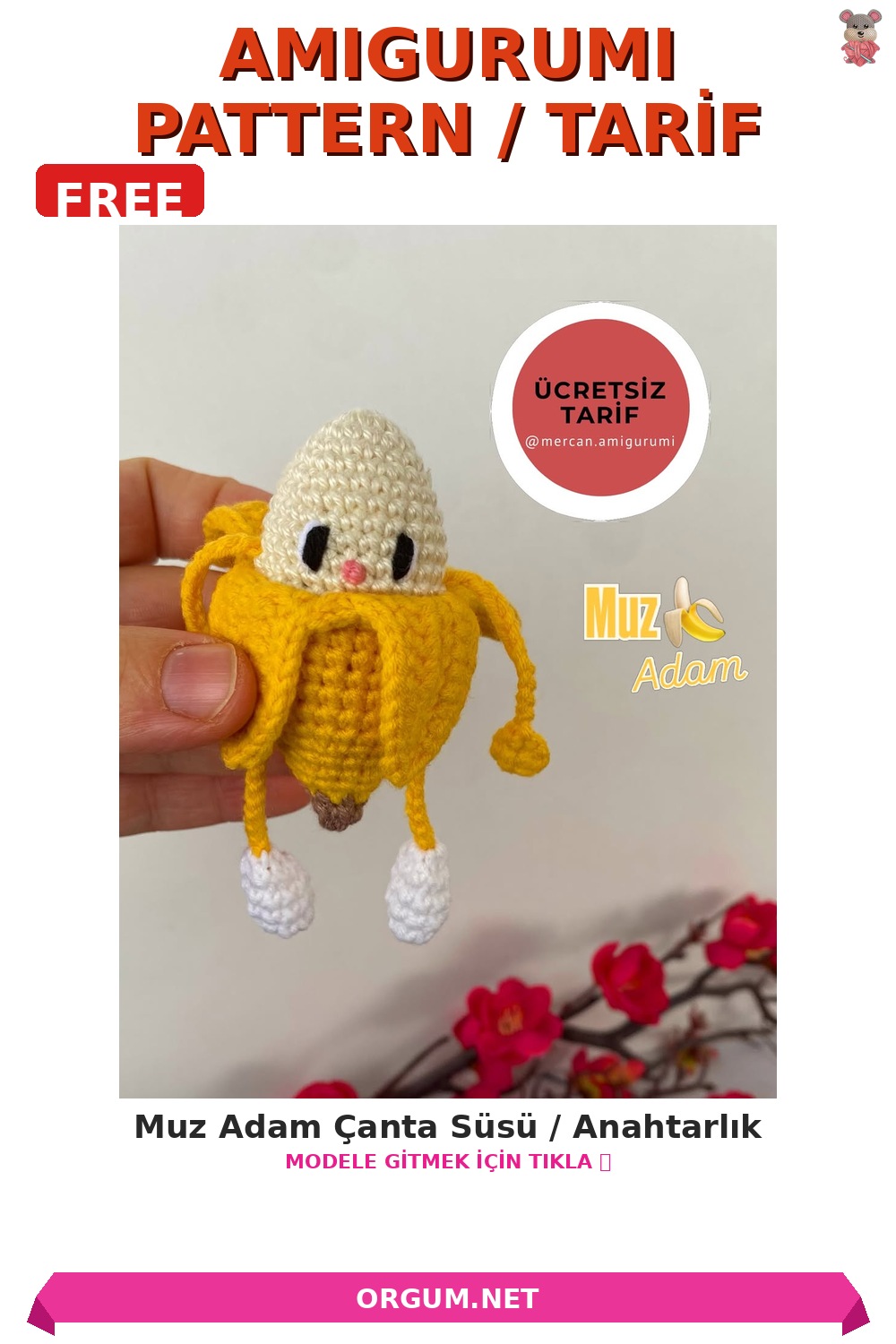Muz Adam Amigurumi Çanta Süsü / Anahtarlık Ücretsiz Tarifi 7 Muz Adam Çanta Süsü / Anahtarlık Amigurumi Tarifi Pin